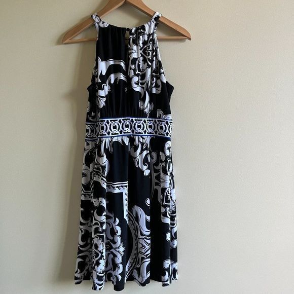 WHITE HOUSE BLACK MARKET HALTER MIDI DRESS WOMENS SIZE S CHAIN‎ FLORAL PR… - Picture 6 of 7